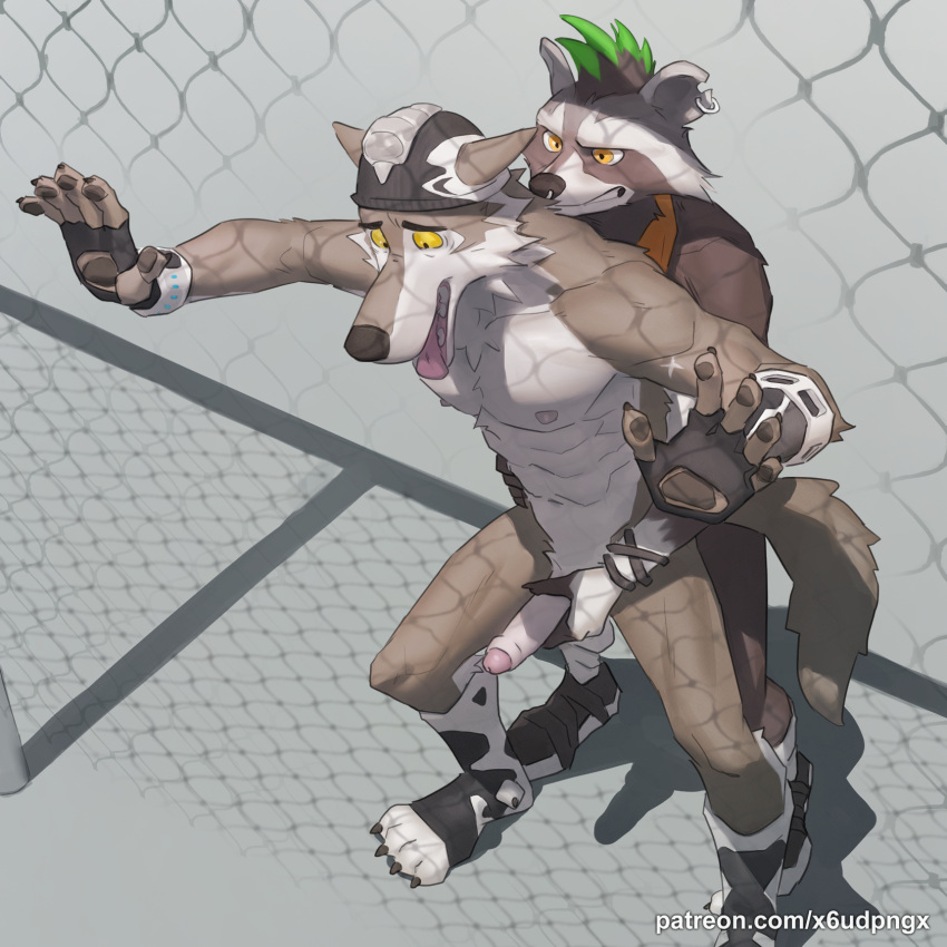 2024 against_fence against_surface anal anal_penetration anthro anthro_on_anthro anthro_penetrated anthro_penetrating anthro_penetrating_anthro balls biped brown_body brown_fur canid canine canis digital_media_(artwork) duo epic_games erection fence foreskin fortnite from_behind_position fur genitals hi_res humanoid_genitalia humanoid_penis interspecies male male/male male_penetrated male_penetrating male_penetrating_male mammal multicolored_body multicolored_fur penetration penile penile_penetration penis penis_in_ass pngx_(artist) procyonid raccoon reach_around rufus_(fortnite) sex tan_body tan_fur wendell_(fortnite) white_body white_fur wolf yellow_eyes