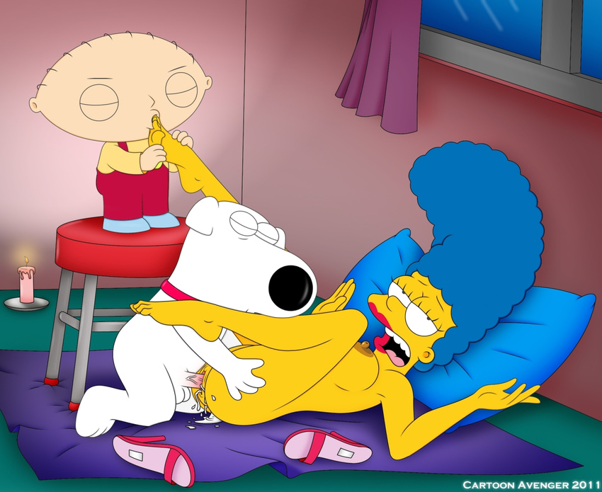 brian_griffin cartoon_avenger crossover family_guy marge_simpson stewie_griffin the_simpsons