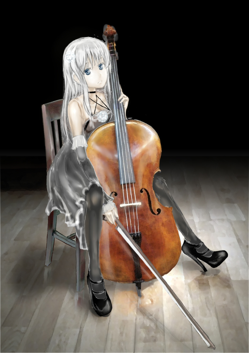 absurdres black_legwear cello doll highres instrument non-web_source pantyhose solo