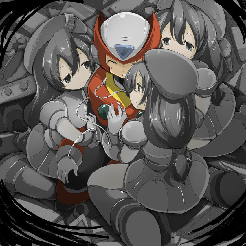 blush capcom ghost iris multiple_persona rockman rockman_x zero zero_(rockman) zinger_(excess_m) zzinzinz