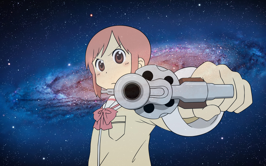 apple gangsta gun mac nichijou pink_hair tachibana_misato vector weapon