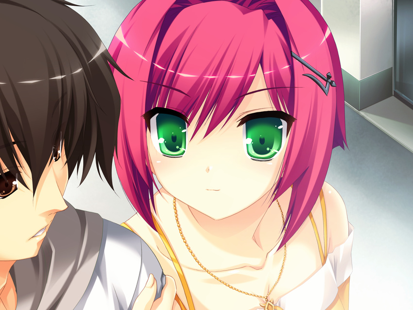 bloody_rondo close game_cg green_eyes necklace nikaidou_rinko sakaki_maki short_hair