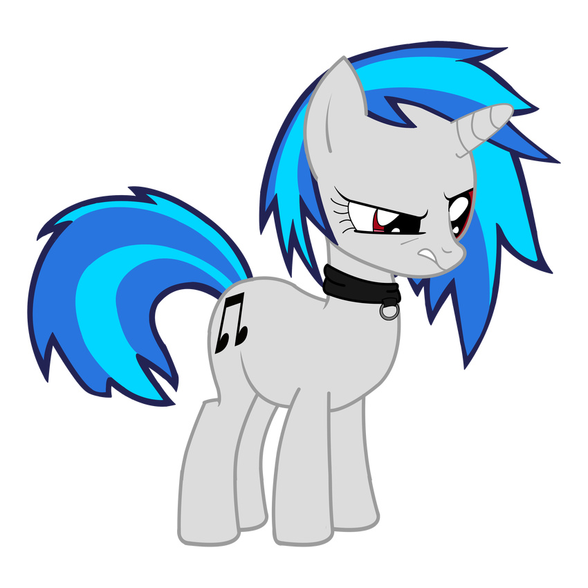 alpha_channel angry annoyed collar cutie_mark equine female feral friendship_is_magic hair hasbro hi_res horn mammal my_little_pony plain_background red_eyes solo transparent_background two_tone_hair unicorn unknown_artist vinyl_scratch_(mlp)