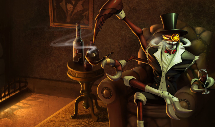 cho'gath cho'gath drinking gentleman hat league_of_legends monster skin smoking top_hat