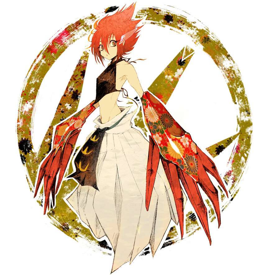 1boy full_body gauntlet gauntlets highres karakuridoji_ultimo male_focus red_hair solo ultimo white_background zukeban