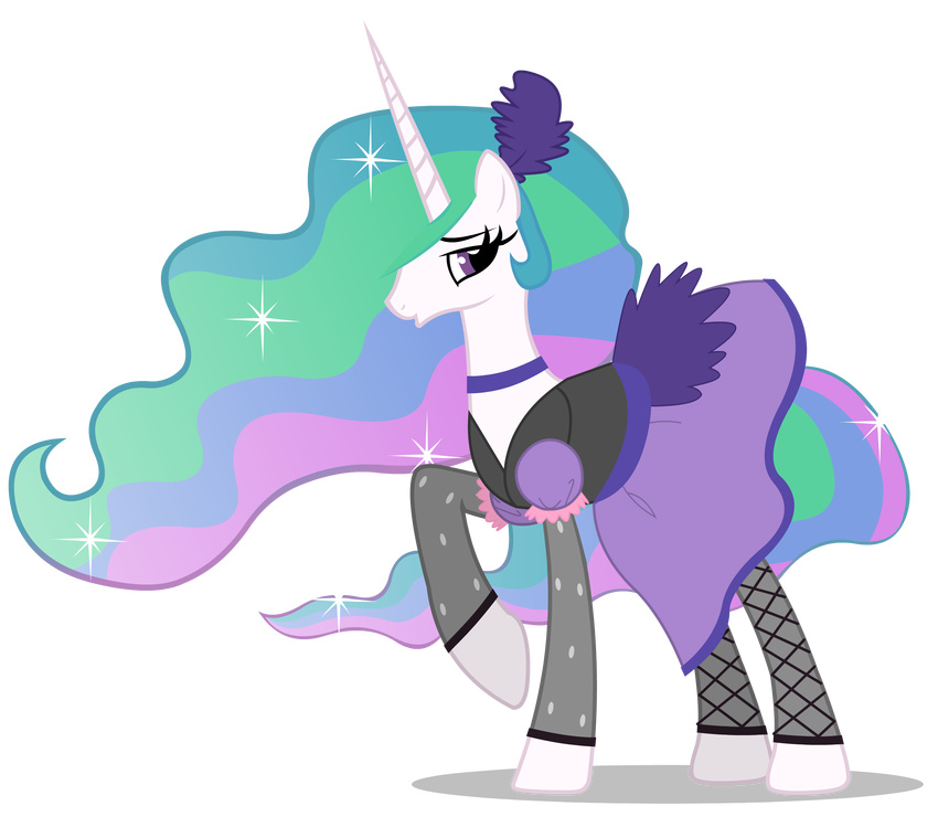 alicorn dress equine feather female feral friendship_is_magic hair hasbro horn horse legwear looking_at_viewer mammal mixermike622 my_little_pony pegacorn plain_background pony princess princess_celestia_(mlp) royalty solo stockings tail transparent_background western