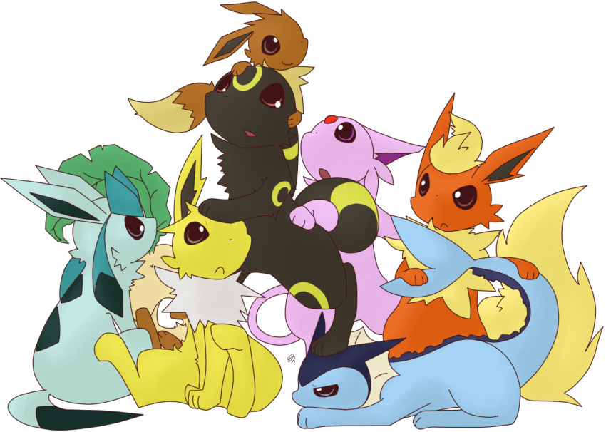 alpha_channel ambiguous_gender anus blush cheek_tuft eevee eeveelution espeon feral fin flareon fluffy glaceon group jolteon leaf leafeon looking_at_another looking_up lying nintendo open_mouth paws pok&eacute;mon pok&eacute;mon_(species) rolling shin_(artist) sitting smile standing stepped_on tail_fin tuft umbreon vaporeon video_games x_anus