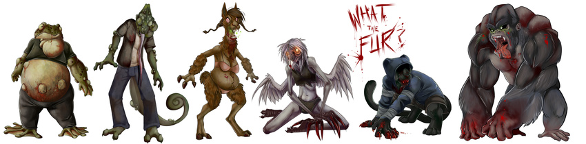 avian bird blood boomer_(left_4_dead) chameleon clothed clothing demicoeur english_text fangs feline female frog gore gorilla hunter_(left_4_dead) left_4_dead_(series) llama male mammal nude panther plain_background primate skimpy smoker_(left_4_dead) spitter_(left_4_dead) tank_(left_4_dead) text tongue undead valve video_games vulture white_background witch_(left_4_dead) zombie