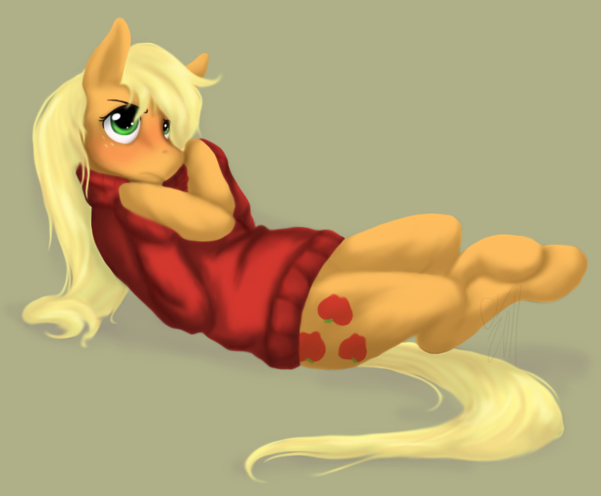 cartoonlion equine female feral friendship_is_magic horse lying mammal my_little_pony on_back pony solo sweater