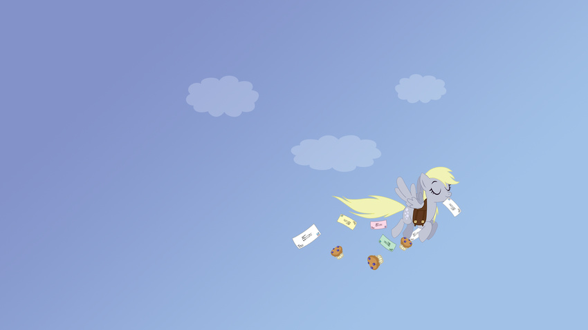 1536x864 baked_goods blonde_hair bubble_cutie_mark cloud clouds cutie_mark derpy_hooves derpy_hooves_(mlp) edit equine eyes_closed female feral flying food friendship_is_magic fur gray_body grey_fur hair hi_res horse mail mammal muffin my_little_pony pegasus pony sky solo unknown_artist wallpaper widescreen wings
