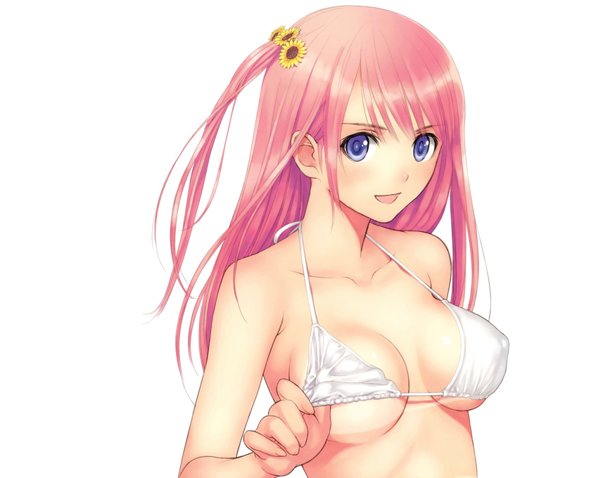 bikini blue_eyes original pink_hair swimsuit taka_tony white