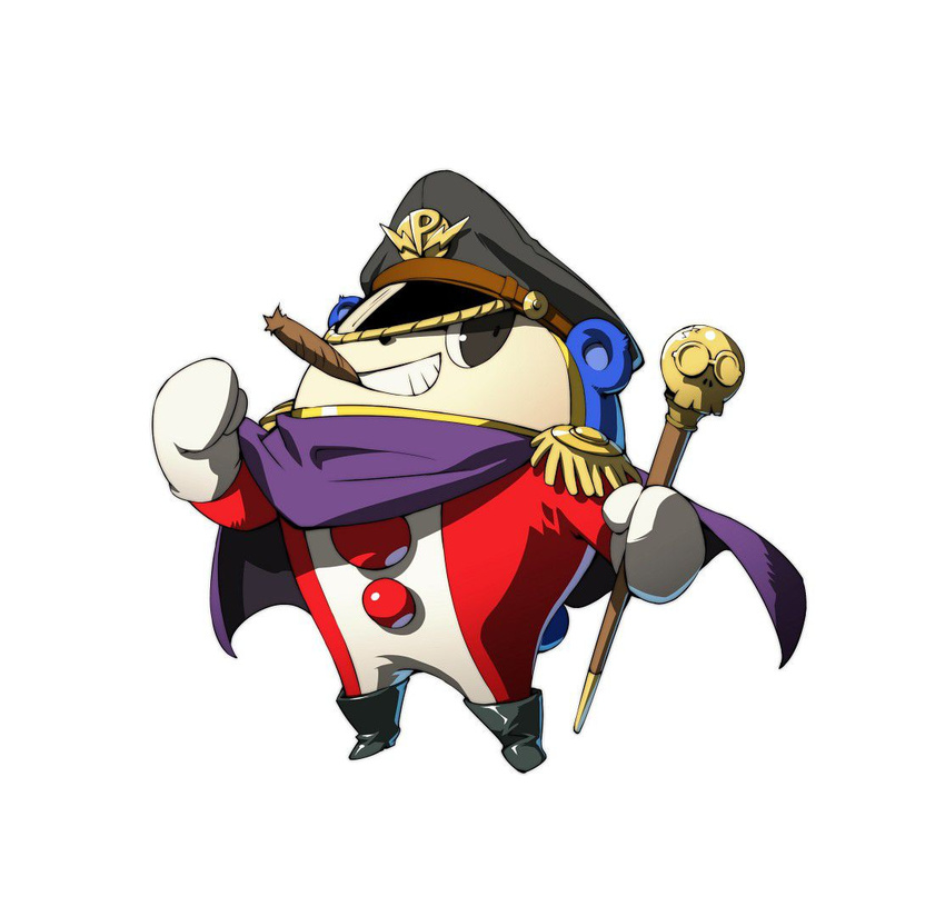 cape cigar gloves grin hat jpeg_artifacts kuma_(persona_4) no_humans official_art persona persona_4 persona_4:_the_ultimate_in_mayonaka_arena scepter skull smile soejima_shigenori solo