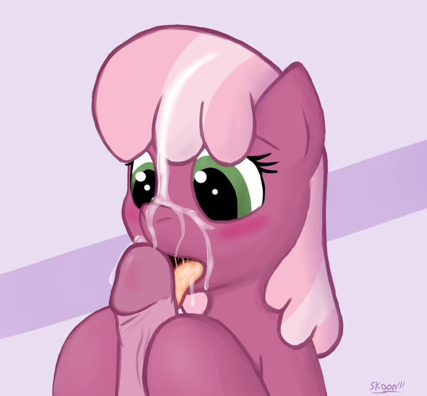 bestiality blush cheerilee_(mlp) cum cumshot disembodied_penis drooling equine fellatio female feral friendship_is_magic green_eyes hair horse human interspecies male mammal my_little_pony open_mouth oral oral_sex orgasm penis pink_hair pony saliva sex skoon straight tongue tongue_out young