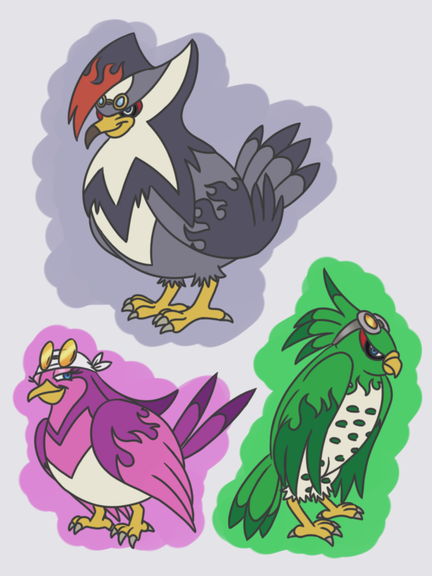 2019 absurd_res avian bandanna beak bird blue_eyes digital_media_(artwork) eyewear feathered_wings feathers feral feralized goggles goggles_on_head green_feathers grey_feathers hawk hi_res itoruna jet_the_hawk multiple_images nintendo pok&eacute;mon pok&eacute;mon_(species) purple_feathers sonic_(series) sonic_riders staraptor storm_the_albatross sunglasses swallowing swellow talonflame video_games wave_the_swallow wings