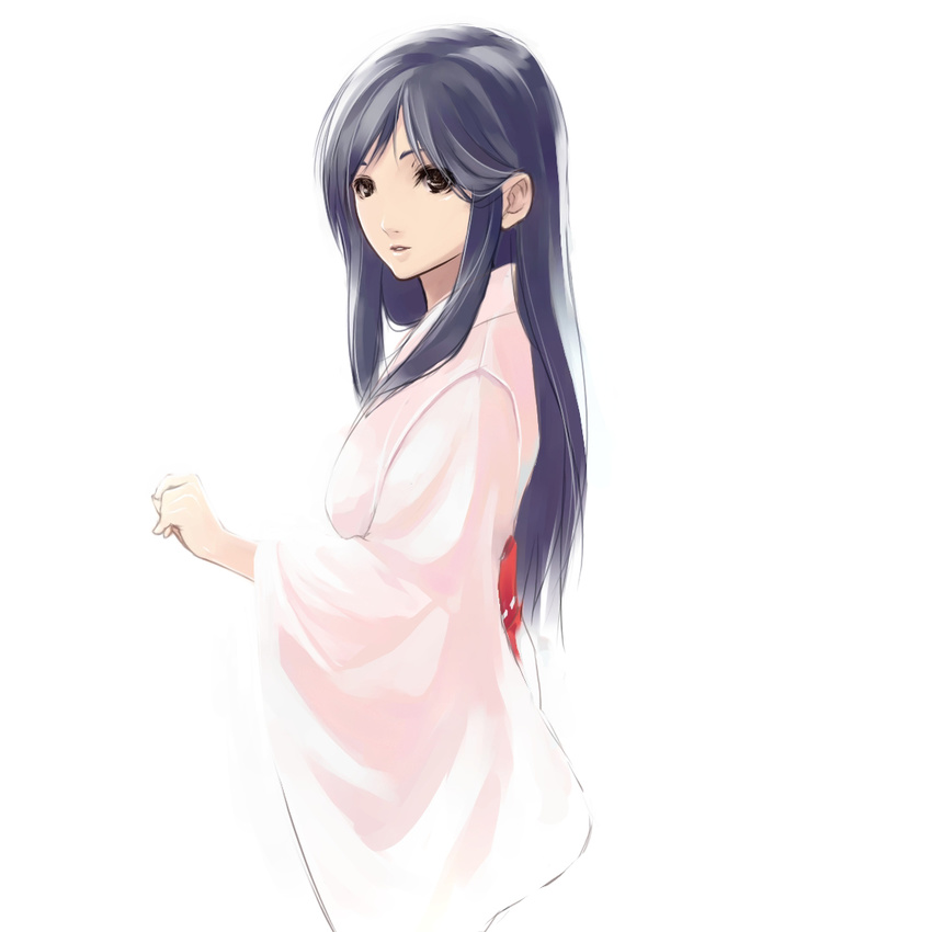 blue_hair brown_eyes koharu_nosuke long_hair original simple_background solo