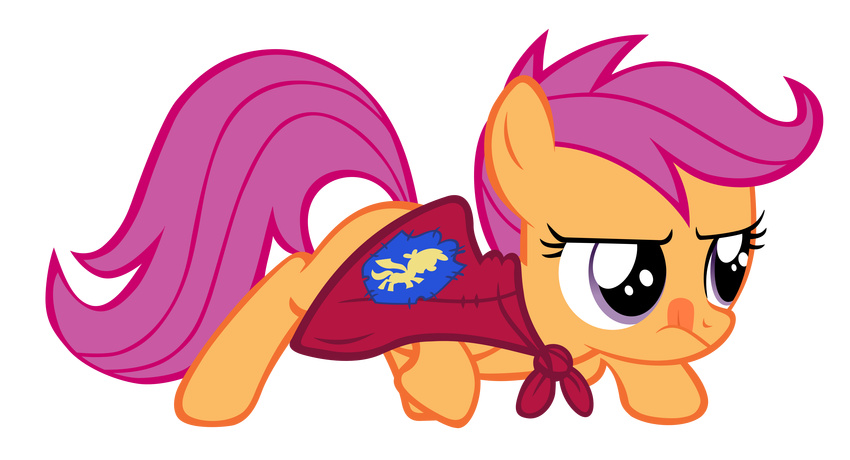 alpha_channel cloak crawling crest cub cutie_mark_crusader cutie_mark_crusaders_(mlp) equine female feral foal friendship_is_magic hair hi_res horse mammal my_little_pony orange_body pegasus pony purple_eyes purple_hair scootaloo scootaloo_(mlp) solo solusjbj tongue vector wings young