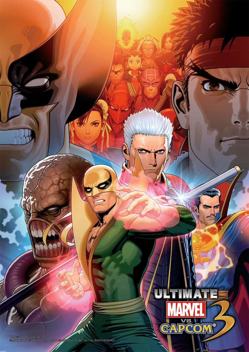 6+boys capcom chun-li clint_barton copyright_name crimson_viper deadpool devil_may_cry devil_may_cry_3 doctor_strange electricity ghost_rider hawkeye_(marvel) headband highres iron_fist_(marvel) looking_at_viewer makaimura marvel marvel_vs._capcom marvel_vs._capcom_3 mori_toshiaki multiple_boys multiple_girls nemesis official_art red_arremer resident_evil resident_evil_3 rockman rockman_dash ryuu_(street_fighter) storm_(x-men) street_fighter street_fighter_iv_(series) strider_(video_game) strider_hiryuu tron_bonne upper_body vergil wolverine x-23 x-men