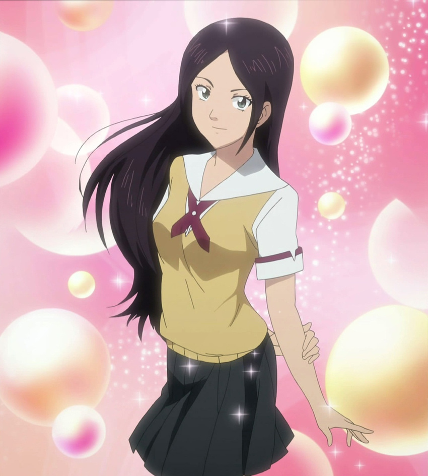 green_eyes highres itou_kumi long_hair purple_hair school_uniform screencap sket_dance solo stitched third-party_edit