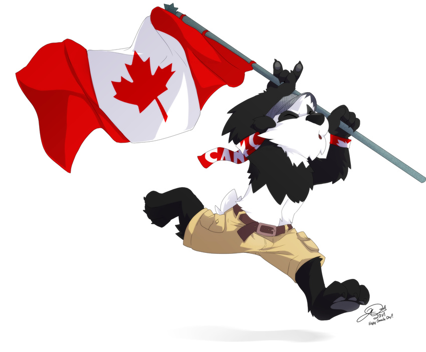 black_nose canada canadian_flag flag hat male mammal panda solo super-tuler tail topless