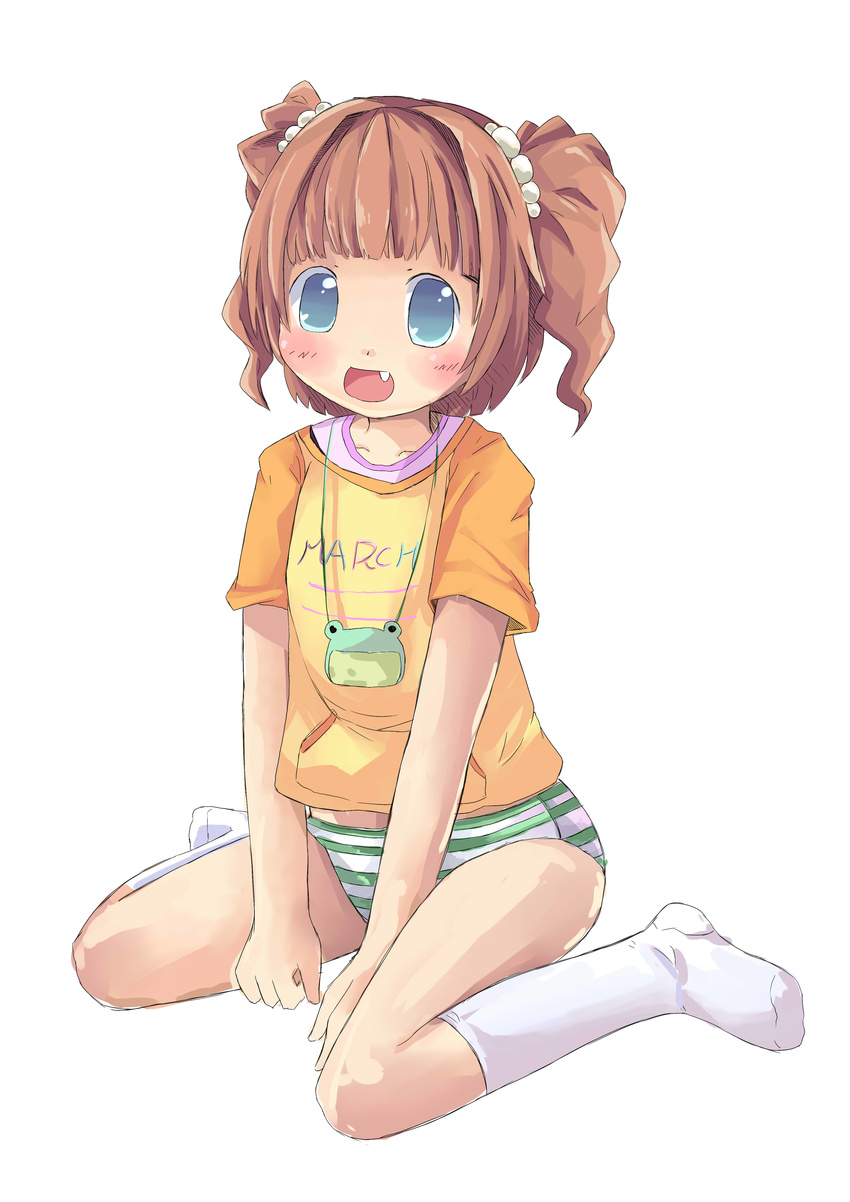 absurdres bad_id bad_pixiv_id blue_eyes highres idolmaster idolmaster_(classic) panties sakuraba_hikaru_(loveindog) socks solo striped striped_panties takatsuki_yayoi underwear