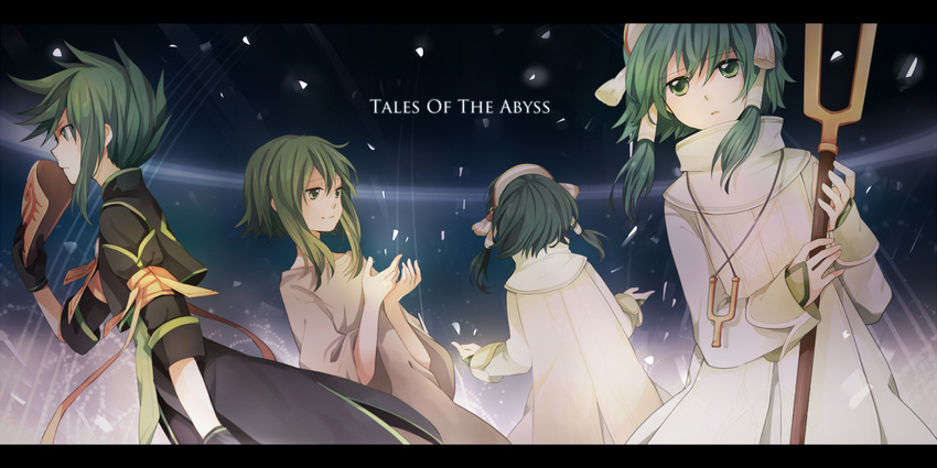 coat copyright_name florian_(tales) green_eyes green_hair hair_tubes hairband ion letterboxed male_focus mask multiple_boys short_hair_with_long_locks sidelocks staff sync tales_of_(series) tales_of_the_abyss tama_(songe)
