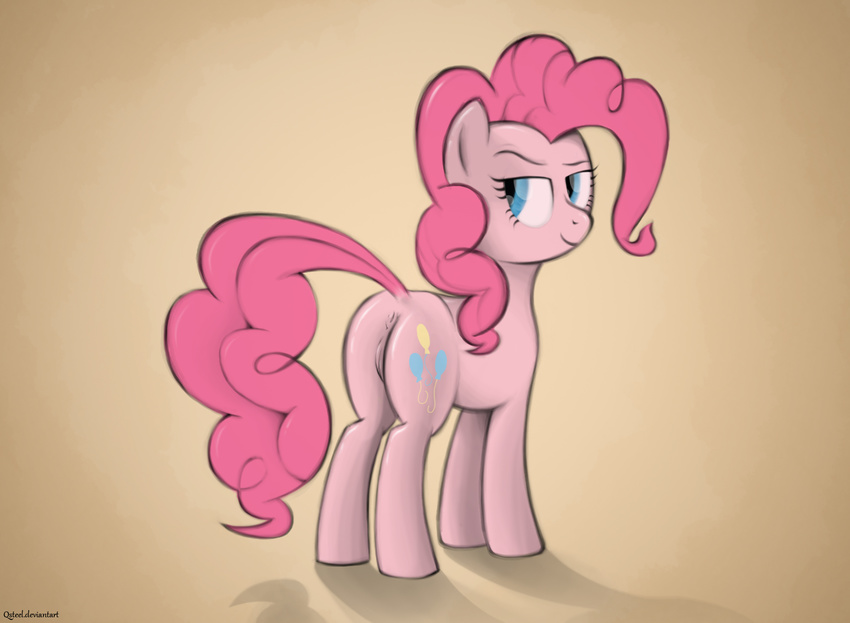 blue_eyes equine female feral friendship_is_magic fur hair hasbro horse mammal my_little_pony pink pink_body pink_fur pink_hair pinkie_pie_(mlp) pony pussy qsteel solo tail
