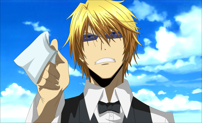 blonde_hair cigarette clouds durarara!! heiwajima_shizuo male short_hair sky sunglasses vector