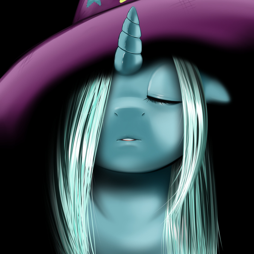 blue_skin equine eyes_closed female friendship_is_magic hair hat hi_res horn horse kloudmutt long_hair mammal my_little_pony pony short_hair solo trixie_(mlp) unicorn witch_hat