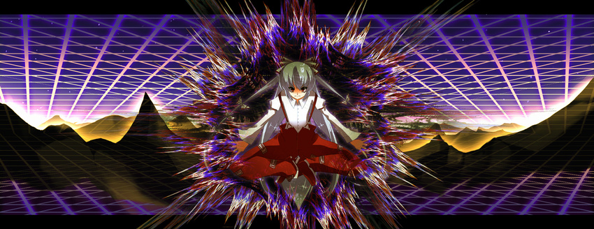 fujiwara_no_mokou hair_ribbon long_hair noi red_eyes ribbon silver_hair solo touhou very_long_hair