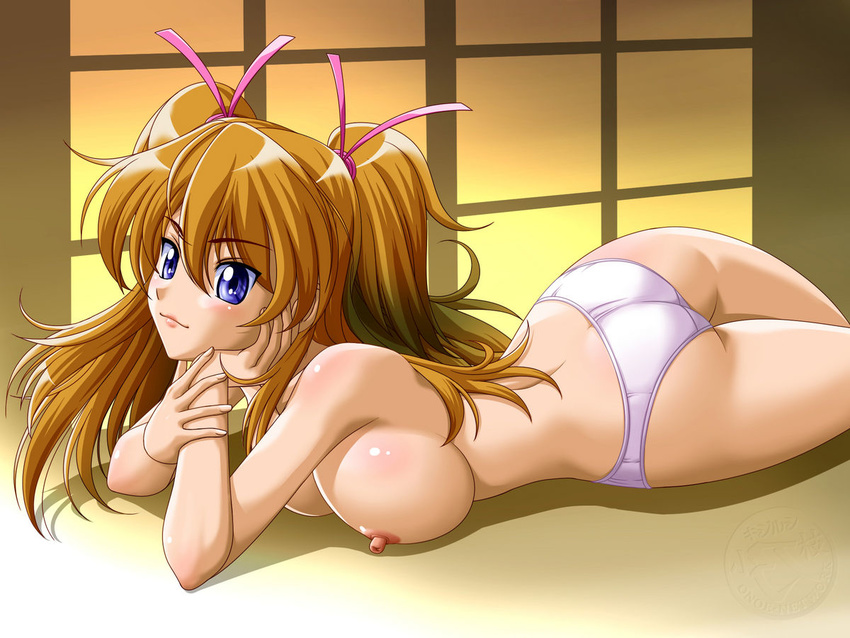 ass blue_eyes brown_hair houjou_hibiki onoe panties precure suite_precure topless underwear