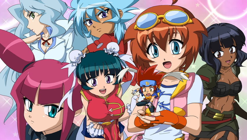 6+girls 6girls amano_madoka beyblade beyblade_metal_fusion blue_eyes character_request china_dress chinadress chinese_clothes dark_skin dora_(beyblade) dress green_eyes hagane_gingka hikaru_hazama light_skin mei_mei mei_mei_(beyblade) metal_fight_beyblade multiple_girls purple_eyes selen_gracy sophie_(beyblade)