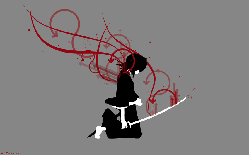 1920x1200 bleach blood directional_arrow highres kuchiki_rukia minimalist minmalist obsidian spot_color sword wallpaper weapon