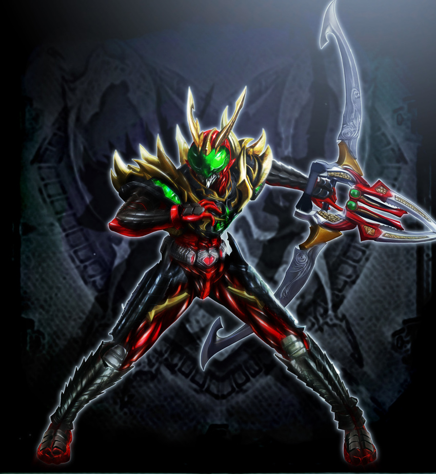 bow_(weapon) highres kamen_rider kamen_rider_blade_(series) kamen_rider_chalice male_focus solo torakyon weapon