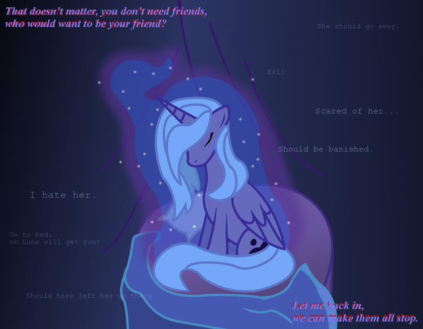 alicorn comic dazed-and-wandering dw1482 english_text equine female feral friendship_is_magic hair hasbro hi_res horn horse long_hair mammal my_little_pony nightmare_moon_(mlp) pegacorn pony princess_luna_(mlp) sad solo tail text winged_unicorn wings