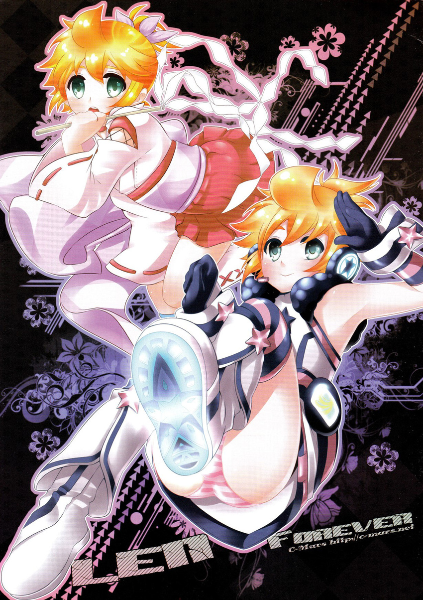 aqua_eyes blonde_hair child highres kagamine_len panties shota smile underwear vocaloid