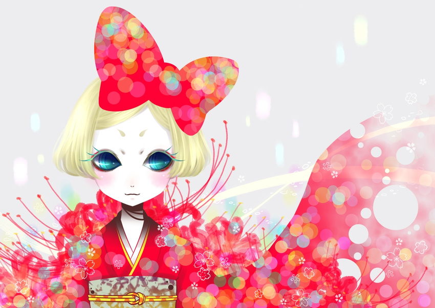 515m bad_id bad_pixiv_id blush bow eyelashes flower hair_bow japanese_clothes kimono original solo