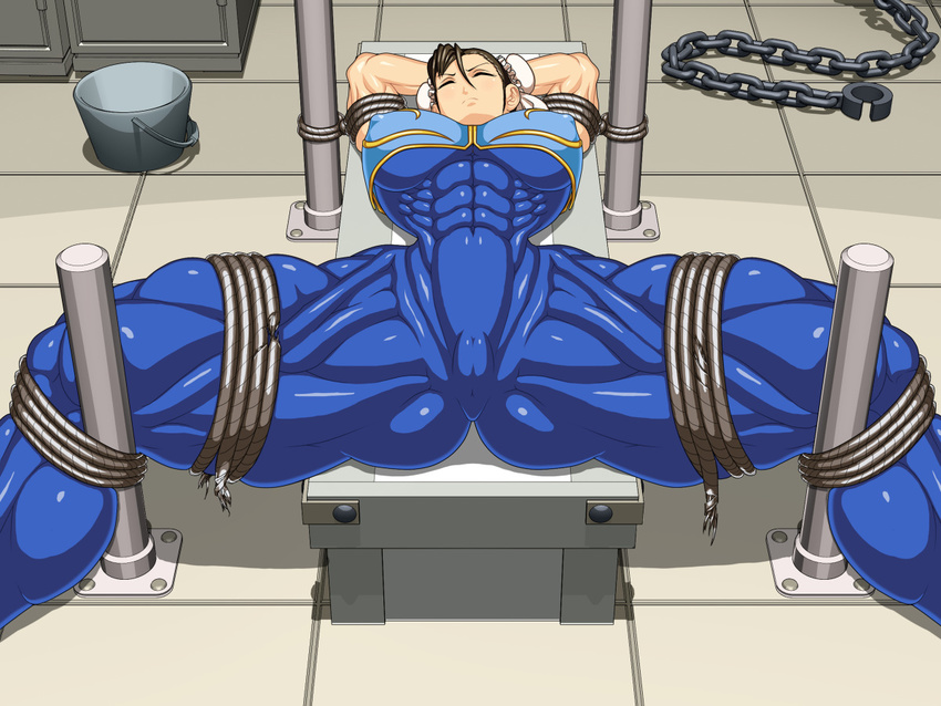 abs bdsm bondage bound breasts capcom chun-li extreme_muscles female huge_breasts large_breasts muscle muscular_female ren_(tainca2000) rentb street_fighter