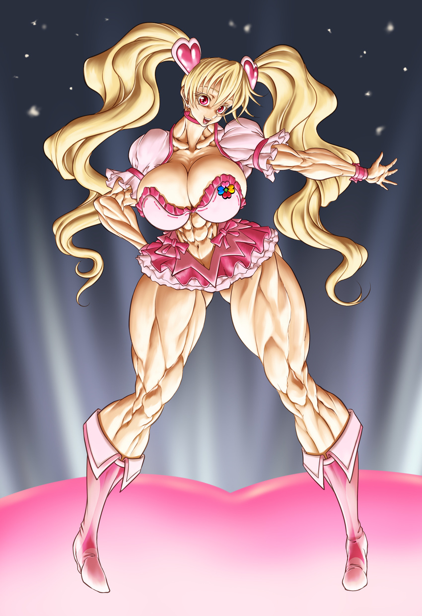 breasts cure cure_peach extreme_muscles highres huge_breasts muscle peach purukogi purukogi_(plasma_beach)