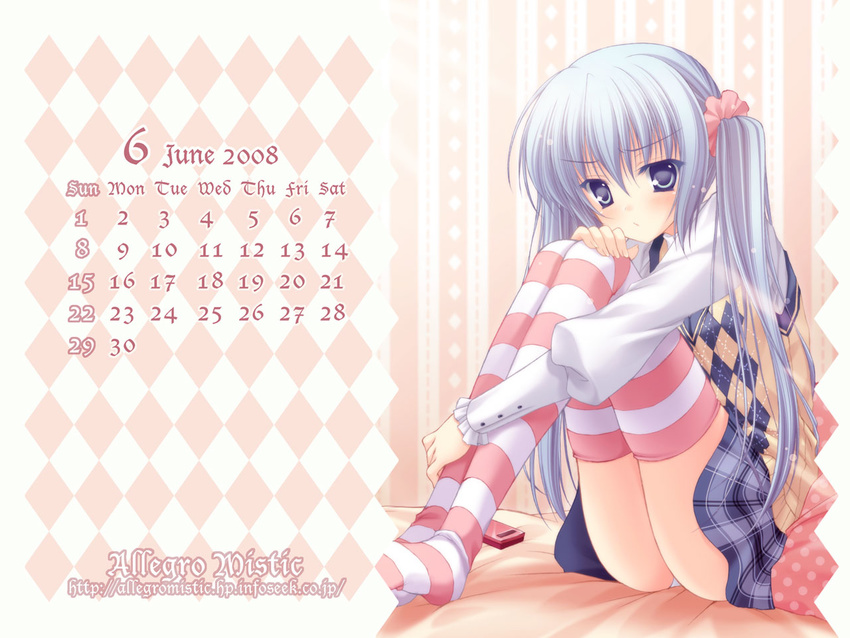 allegro_mistic bed blue_eyes blue_hair calendar loli original panties phone skirt thighhighs twintails underwear watermark