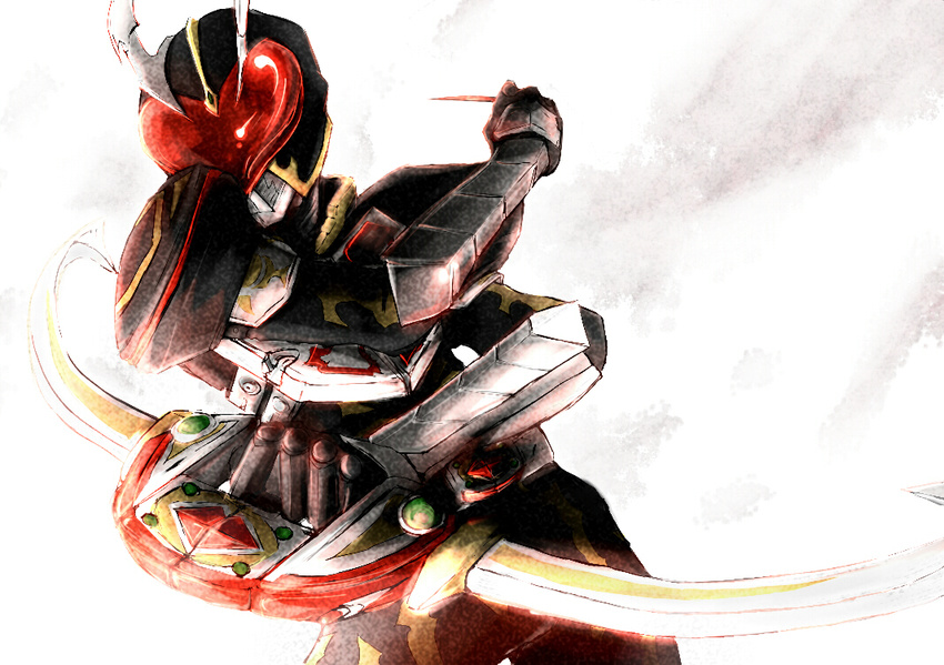 bad_id bad_pixiv_id bow_(weapon) card haigin holding holding_card kamen_rider kamen_rider_blade_(series) kamen_rider_chalice male_focus solo weapon