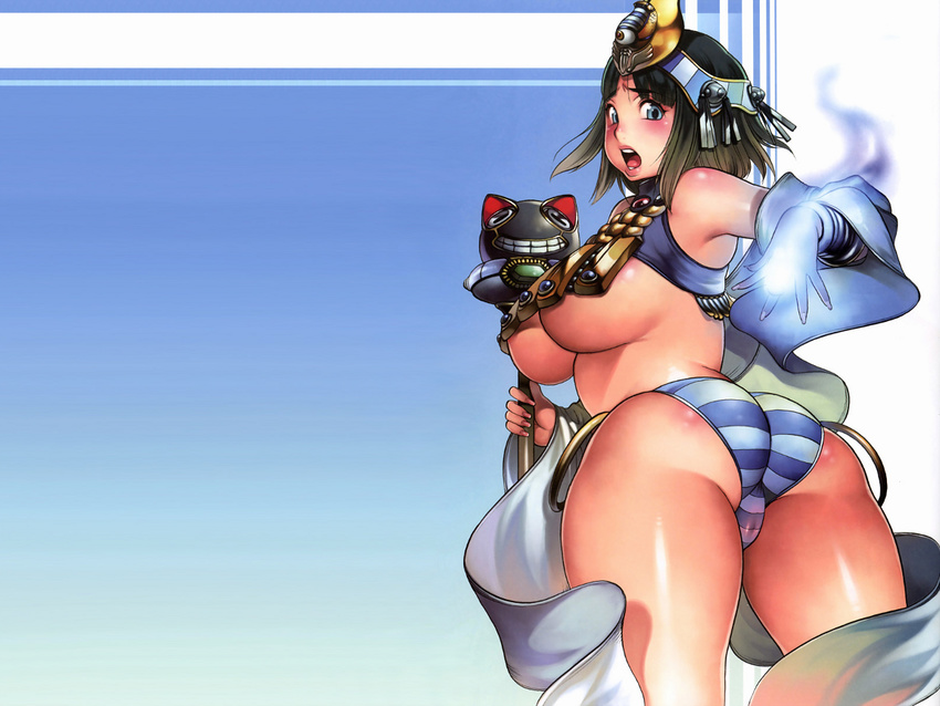 ass blue_eyes breasts curvy f.s. high_res huge_ass large_breasts lips menace panties queen's_blade queen's_blade short_hair underwear
