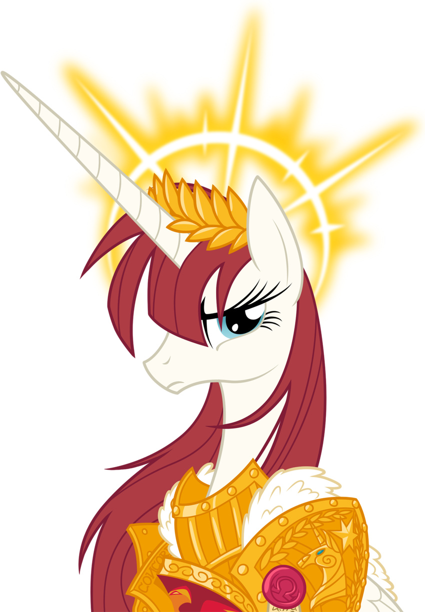alicorn blue_eyes emperor_of_mankind equestria-prevails equine female feral friendship_is_magic hair hi_res horn horse lauren_faust_(character) long_hair mammal my_little_pony pegacorn pony red_hair solo source_request unknown_artist warhammer_(franchise) warhammer_40k winged_unicorn wings