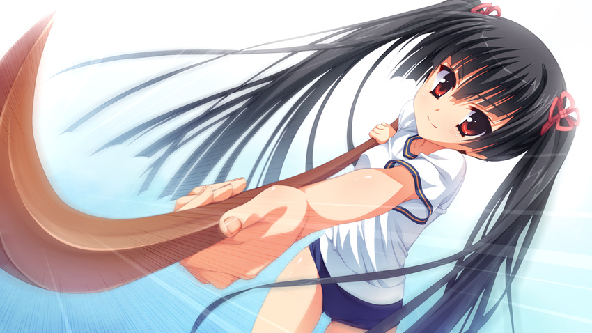 black_hair bloomers game_cg gym_uniform kobuichi masamune_shizuru noble_works red_eyes twintails