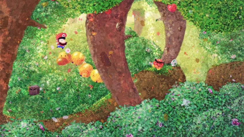 apple egg flower food fruit goomba highres mario mario_(series) orioto super_mario_bros. thwomp tree wiggler yoshi_egg