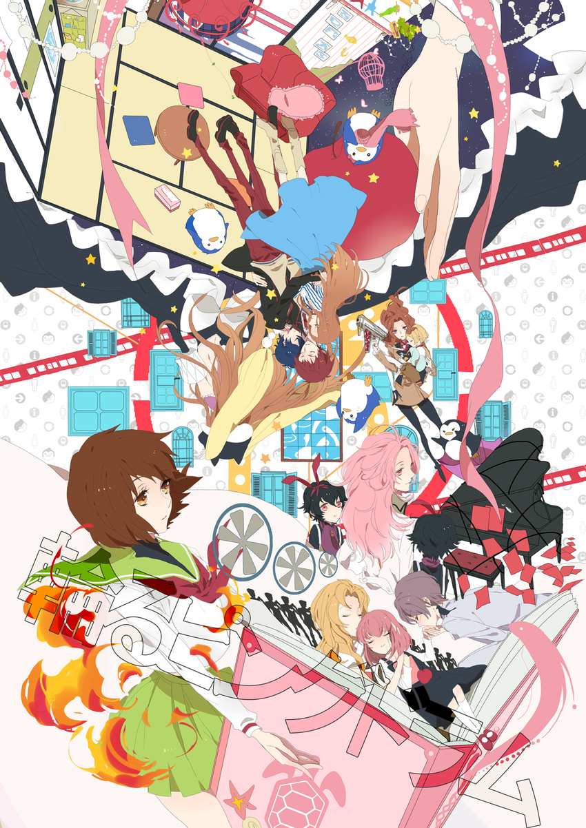 6+boys animal_hat bird black_hair black_legwear blazer blonde_hair blue_hair bob_cut boots brown_hair camelot curly_hair diary dress elbow_gloves esmeralda_(mawaru_penguindrum) gloves green_eyes hat highres jacket long_hair mawaru_penguindrum multiple_boys multiple_girls natsume_mario natsume_masako oginome_momoka oginome_ringo penguin penguin_1-gou penguin_2-gou penguin_3-gou pink_eyes pink_hair princess_of_the_crystal purple_eyes red_eyes red_hair school_uniform shirase_(mawaru_penguindrum) short_hair siblings skirt souya_(mawaru_penguindrum) tabuki_keiju takakura_himari takakura_kanba takakura_shouma thigh_boots thighhighs tokikago_yuri watase_sanetoshi