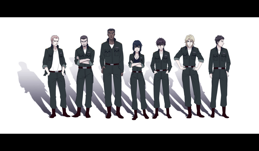 6+boys bad_id bad_pixiv_id character_request full_metal_panic! ghost_in_the_shell ghost_in_the_shell_lineup ghost_in_the_shell_stand_alone_complex highres kurz_weber letterboxed melissa_mao military military_uniform motz3 multiple_boys sagara_sousuke sleeves_rolled_up uniform