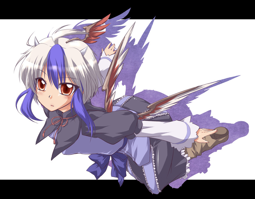 boots head_wings horns letterboxed single_head_wing solo tokiko_(touhou) touhou wallpaper wings yoshi_tama