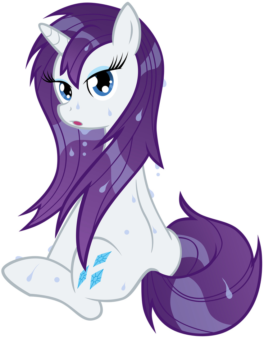 absurd_res alpha_channel blue_eyes cutie_mark equine female feral friendship_is_magic gem hair hi_res horn long_hair mammal maximillianveers my_little_pony plain_background purple_hair rarity_(mlp) shiny short_hair solo tail transparent_background unicorn vector wet white_body