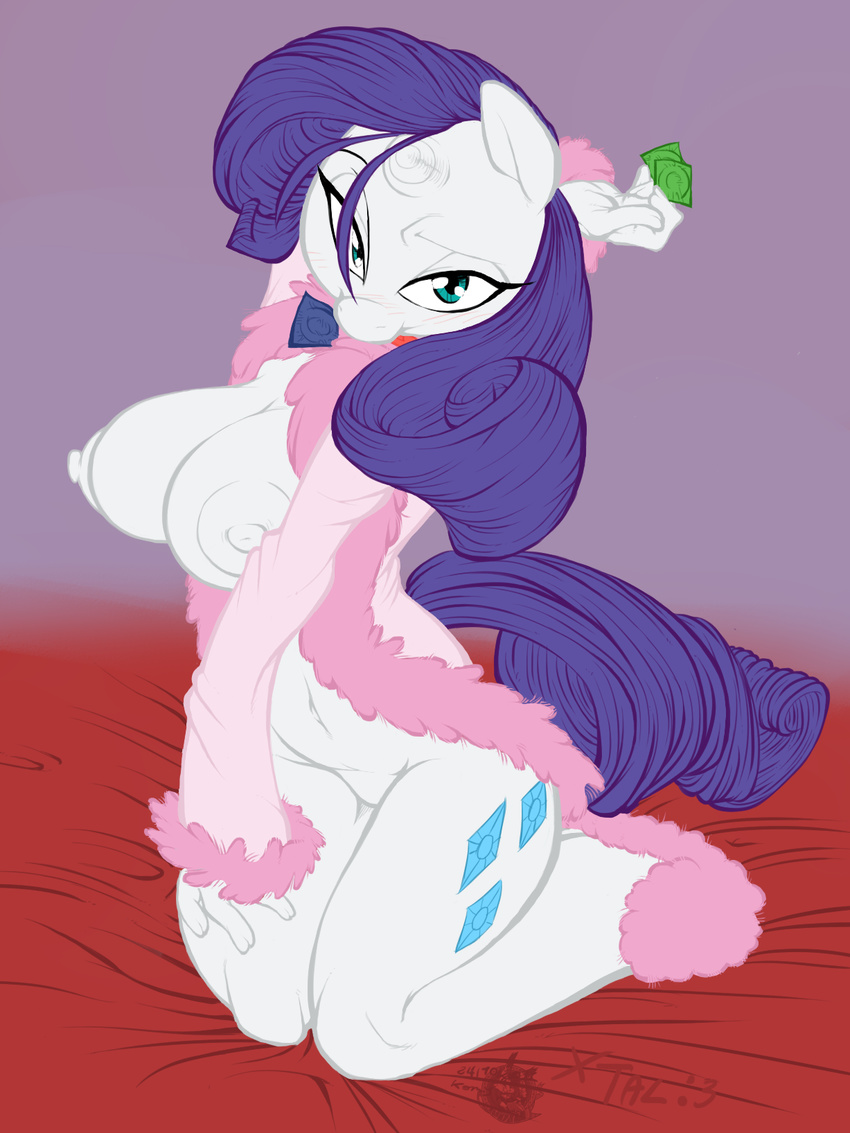 2011 big_breasts blue_eyes blush breasts condom cutie_mark equine female friendship_is_magic hair horn horse long_hair looking_at_viewer my_little_pony nipples nude pony purple_hair rarity_(mlp) solo tail unicorn unknown_artist
