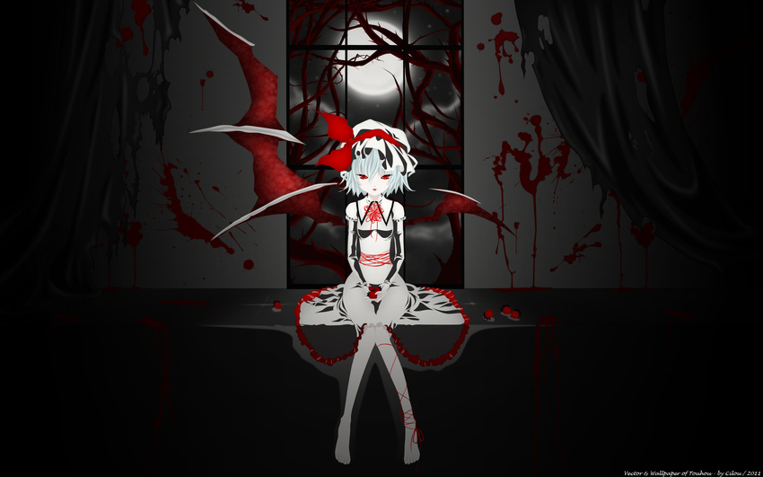 blood cilou moon red_eyes remilia_scarlet touhou vampire wings